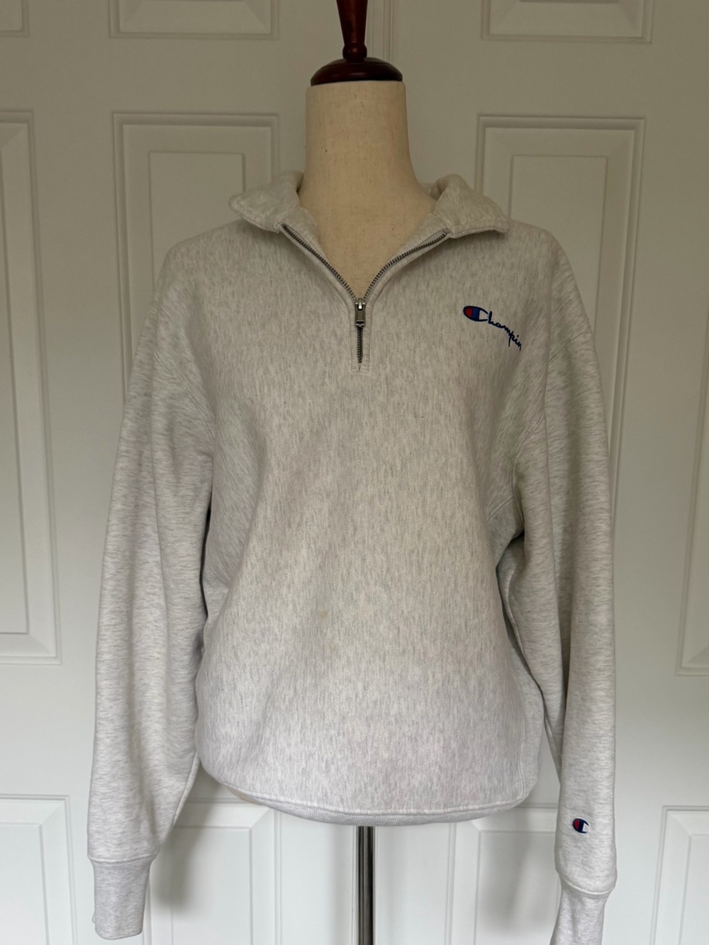 Champion Reverse Weave Quarter Zip Pullover Sweatshirt Gray Medium